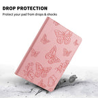Butterfly Cat Embossed Rotation Vegan Leather Smart Tablet Case