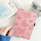 Butterfly Cat Embossed Rotation Vegan Leather Smart Tablet Case