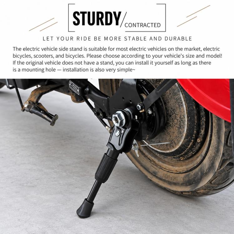 Adjustable Electric Bicycle Side Kickstand E-Bike Foot Support Retrofit Accessory