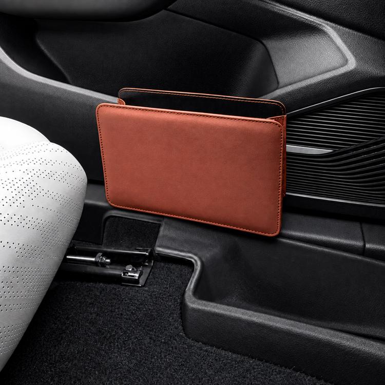 Car Trash Can Multifunctional Vegan Leather Storage Box — Wine Red