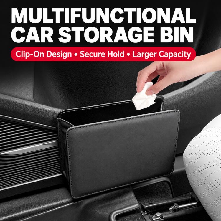 Car Trash Can Multifunctional Vegan Leather Storage Box — Mocha Brown