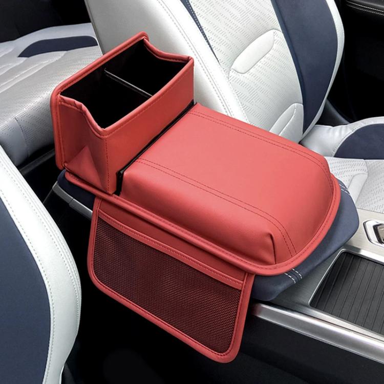 Car Center Console Armrest Riser Pad with Storage Organizer Box — Black