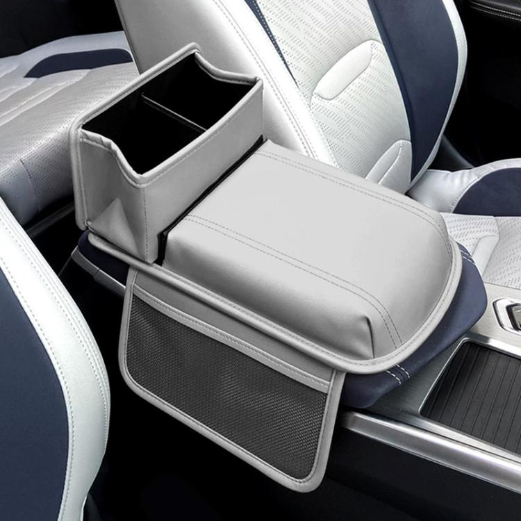 Car Center Console Armrest Riser Pad with Storage Organizer Box — Red
