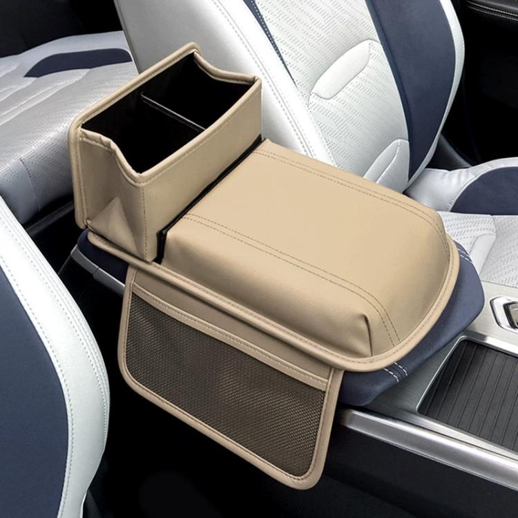 Car Center Console Armrest Riser Pad with Storage Organizer Box — Grey