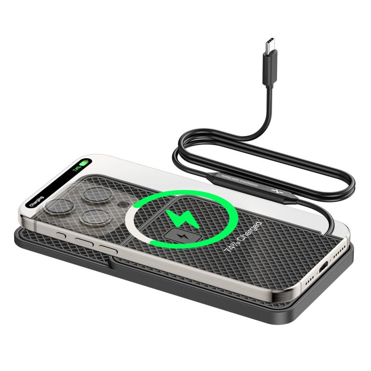 15W Wireless Car Phone Charging Pad with 30cm USB Cable