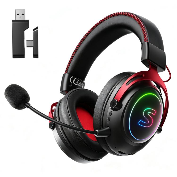 SoulBytes K17 Tri-mode Bluetooth 2.4G Wired RGB Gaming Headset with Detachable Microphone