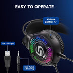 Soulbytes S300 3.5mm 4 Pin USB Wired RGB Gaming Headset with Microphone — view 7