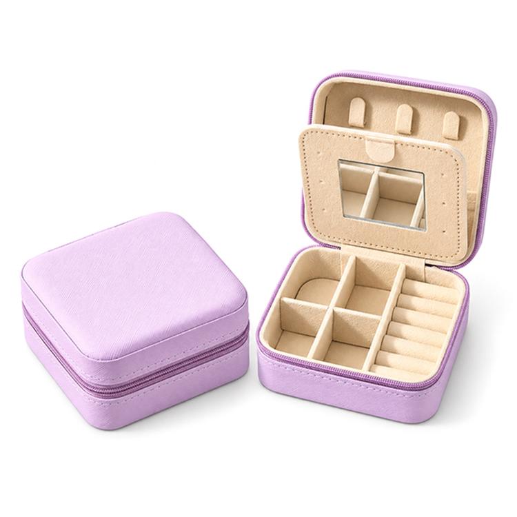 Portable Zippered Jewelry Storage Box — Bordeaux Red