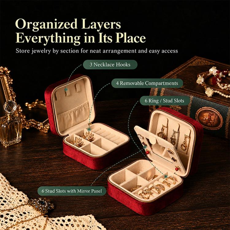 Portable Zippered Velvet Jewelry Storage Box — view 29