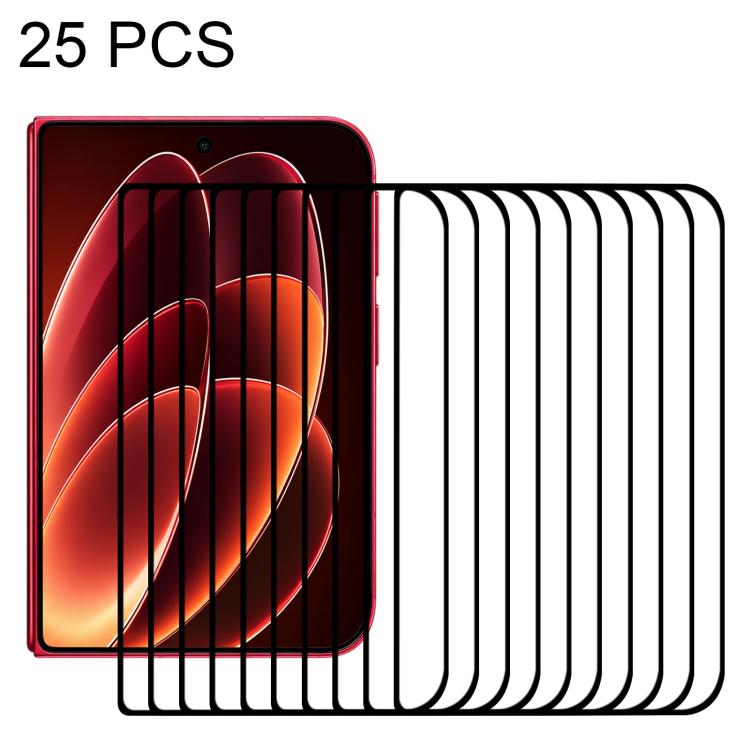 25 PCS/Pack 0.18mm High Aluminum Full Screen Silk Printing Tempered Glass Film, No Fingerprint Unlock