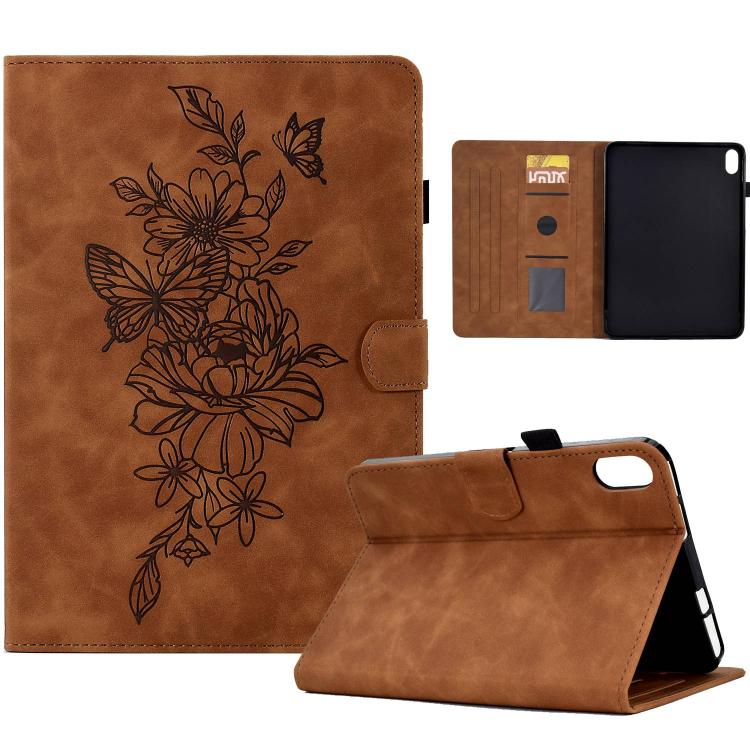 Peony Butterfly Embossed Leather Smart Tablet Case