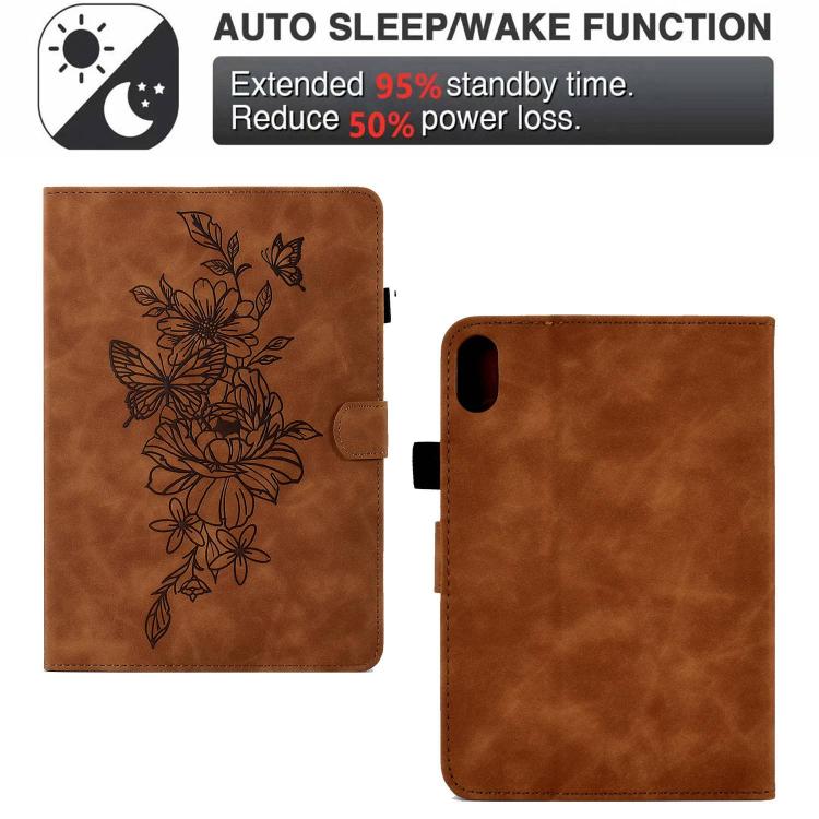 Peony Butterfly Embossed Leather Smart Tablet Case