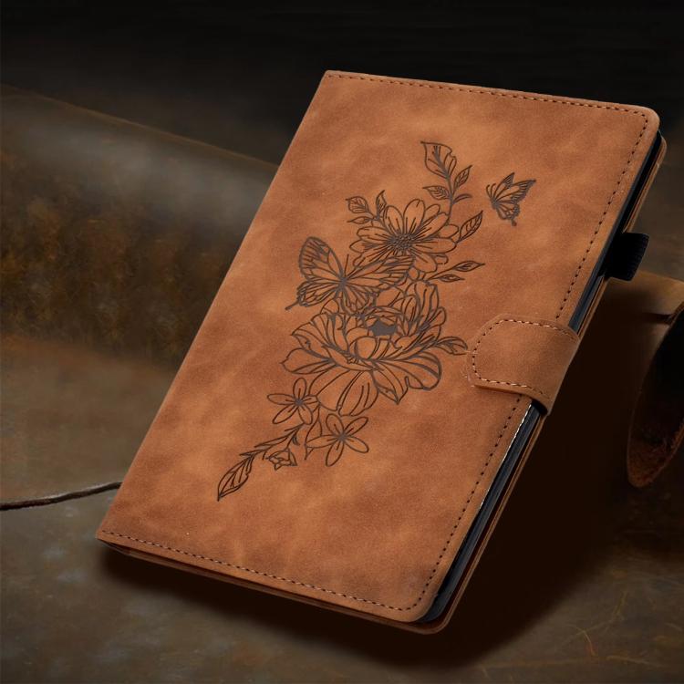 Peony Butterfly Embossed Leather Smart Tablet Case
