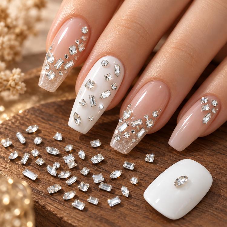 1440 PCS / Set Mini Flat Bottom Sparkling Diamond Nail Jewelry Set — KKK10-21