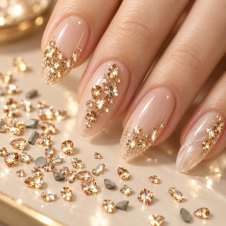 1440 PCS / Set Mini Flat Bottom Sparkling Diamond Nail Jewelry Set — KKK10-22