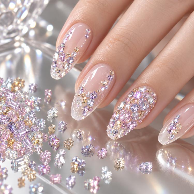 1440 PCS / Set Mini Flat Bottom Sparkling Diamond Nail Jewelry Set — KKK10-24