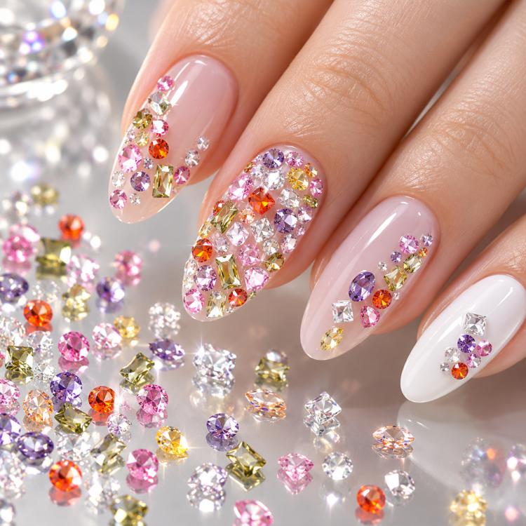 1440 PCS / Set Mini Flat Bottom Sparkling Diamond Nail Jewelry Set — KKK10-26