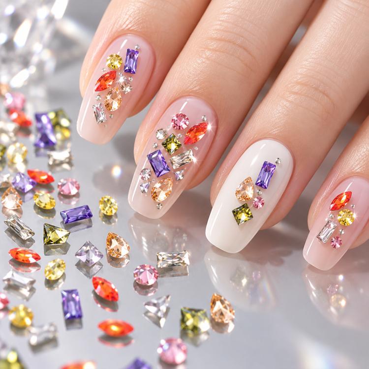 1440 PCS / Set Mini Flat Bottom Sparkling Diamond Nail Jewelry Set — KKK10-28