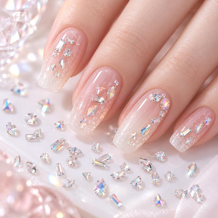 1440 PCS / Set Mini Flat Bottom Sparkling Diamond Nail Jewelry Set — KKK10-30