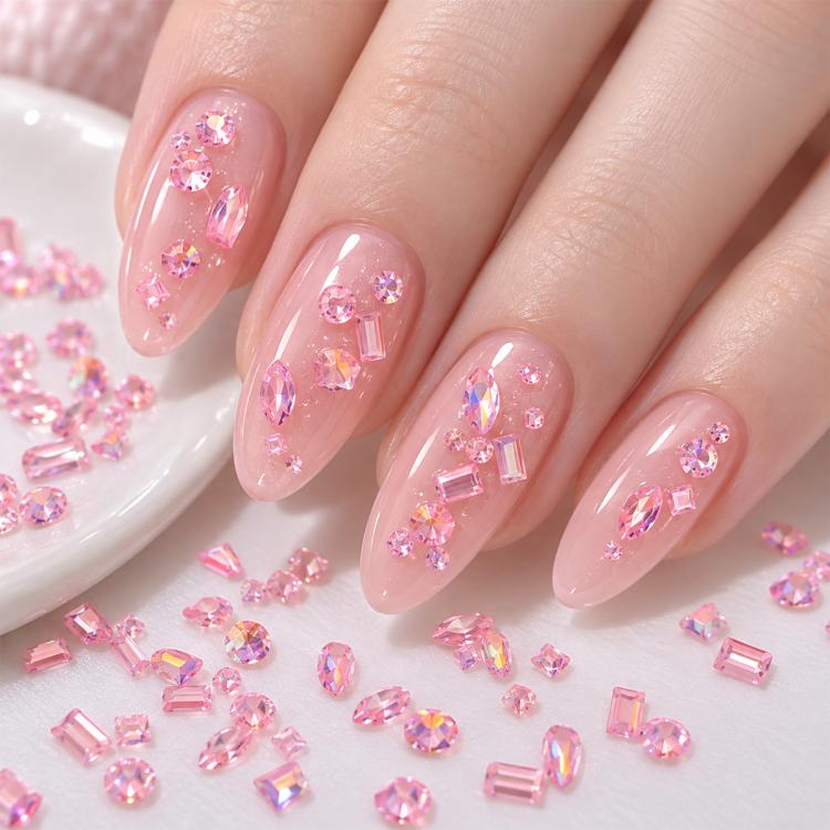 1440 PCS / Set Mini Flat Bottom Sparkling Diamond Nail Jewelry Set — KKK10-31
