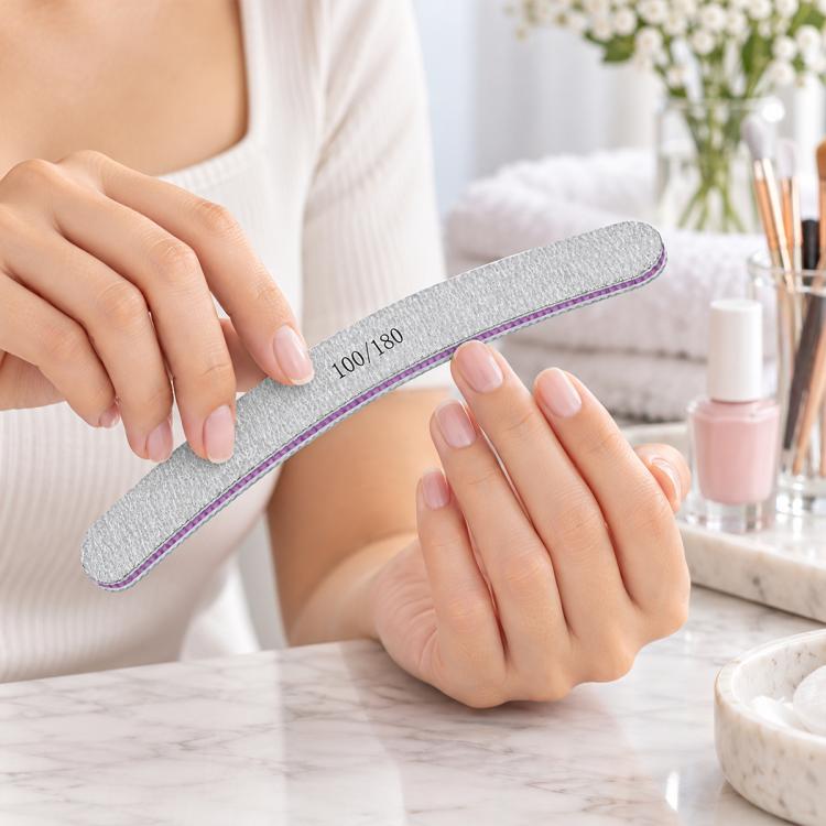25 PCS / Set Nail Double Side Polishing And Rubbing Strips Abrasion Resistant Nails Scrub Strips — Sandblasted Curved File