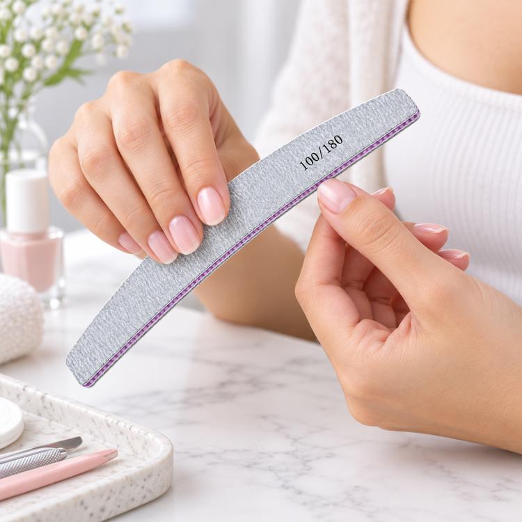25 PCS / Set Nail Double Side Polishing And Rubbing Strips Abrasion Resistant Nails Scrub Strips — Sandblasted Crescent File