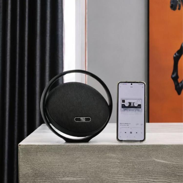 T&G TG495 UFO-style Disc-shaped Stereo TWS Wireless Bluetooth Speaker — Black