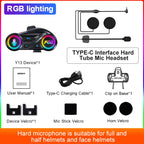 Y13 Motorcycle Helmet Bluetooth Earphone with RGB Lighting — Hard Mic