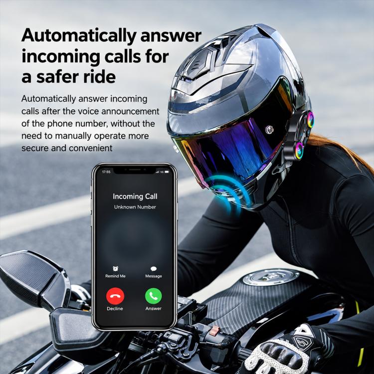 Y13 Motorcycle Helmet Bluetooth Earphone with RGB Lighting — view 14