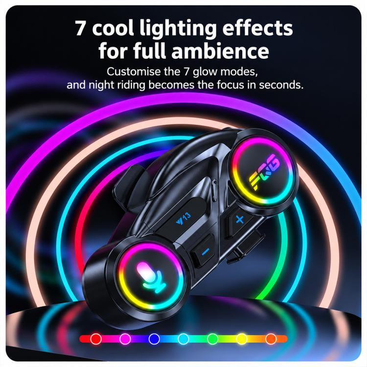 Y13 Motorcycle Helmet Bluetooth Earphone with RGB Lighting — view 8