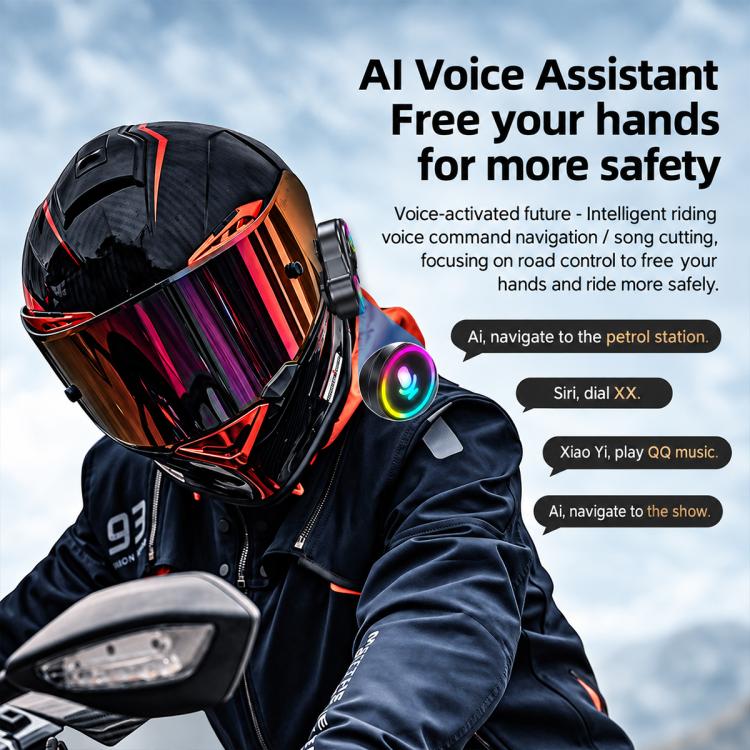 Y13 Motorcycle Helmet Bluetooth Earphone with RGB Lighting — view 11