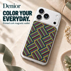 Denior V30 Embroidered Style Magnetic Phone Card Holder — khaki