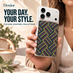 Denior V30 Embroidered Style Magnetic Phone Card Holder — Blue