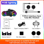 Y13 Pro Motorcycle Helmet Bluetooth Intercom Earphone with RGB Lighting — Hard Mic