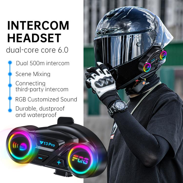 Y13 Pro Motorcycle Helmet Bluetooth Intercom Earphone with RGB Lighting — view 6