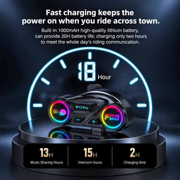 Y13 Pro Motorcycle Helmet Bluetooth Intercom Earphone with RGB Lighting — view 15
