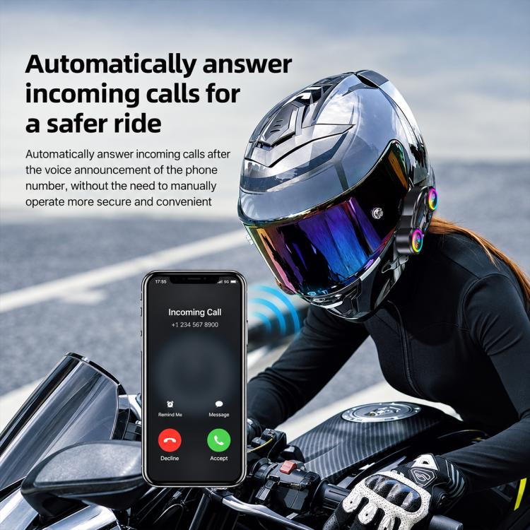 Y13 Pro Motorcycle Helmet Bluetooth Intercom Earphone with RGB Lighting — view 16
