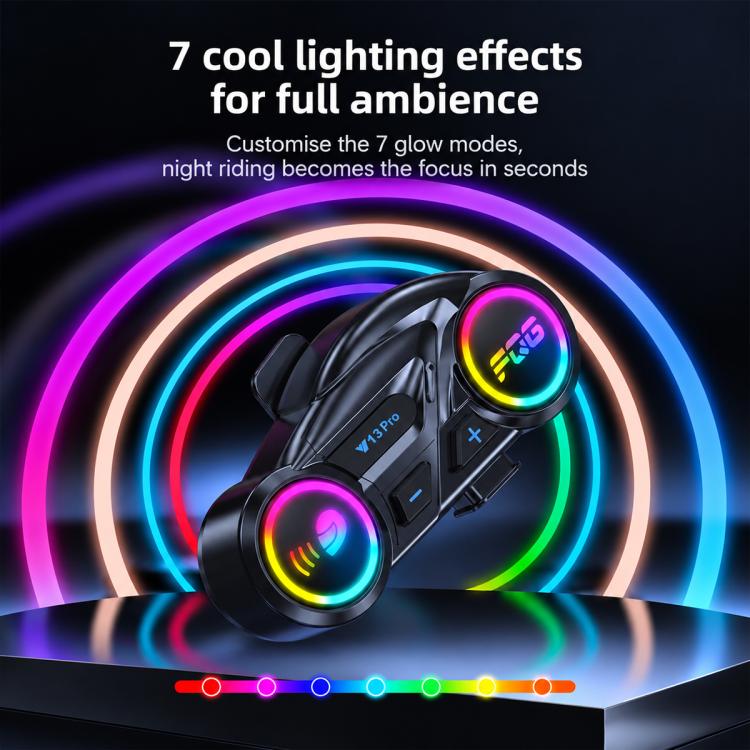 Y13 Pro Motorcycle Helmet Bluetooth Intercom Earphone with RGB Lighting — view 10