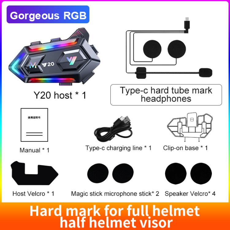 Y20 Motorcycle Helmet Dual Noise Reduction Bluetooth Earphone — Hard Mic