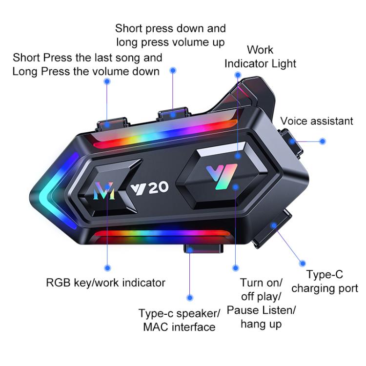 Y20 Motorcycle Helmet Dual Noise Reduction Bluetooth Earphone — view 19