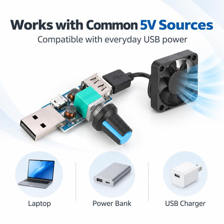 USB Fan Wind Speed Controller Air Volume Regulator Cooling Noise Reduction Governor — view 6