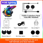 Y21 Motorcycle Helmet Bluetooth Earphone with Smart Warning Light — Hard Mic