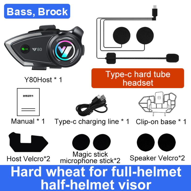 Y80 Motorcycle Helmet Bluetooth Earphone with Dual Noise Reduction — Hard Mic