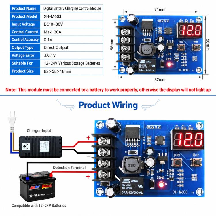 12V 24V Lithium Battery Charge Control Module Battery Charge Protection Switch — view 3