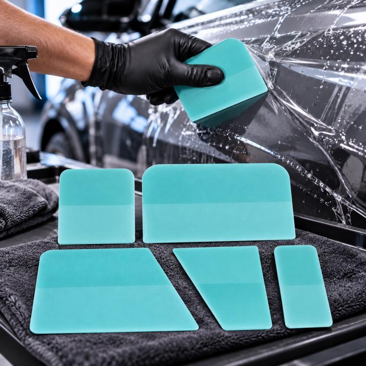 qili 5 in 1 Set Automotive Film Installation Tool Kit Car Tinting Tools Paint Protection Film Scraper — Green