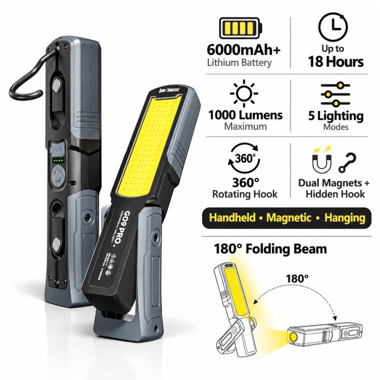 LEM G09 Pro Rechargeable LED Work Light 1000LM Super Bright Magnetic Mechanic Light — view 6