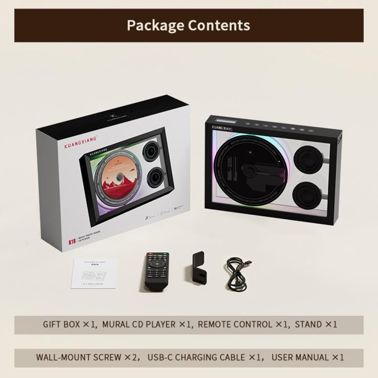 KUANGXIANG K18 Creative Mural-Style CD Player RGB Light Bluetooth Speaker with Remote Control — view 15