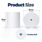 80 x 80 mm Coreless Thermal Paper Take-Out Kitchen Printing Receipt Paper — 50 Rolls / Box