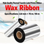Small Core Wax Ribbon Black Wax Ribbon for Thermal Transfer Label Printer — Enhanced Wax Ribbon