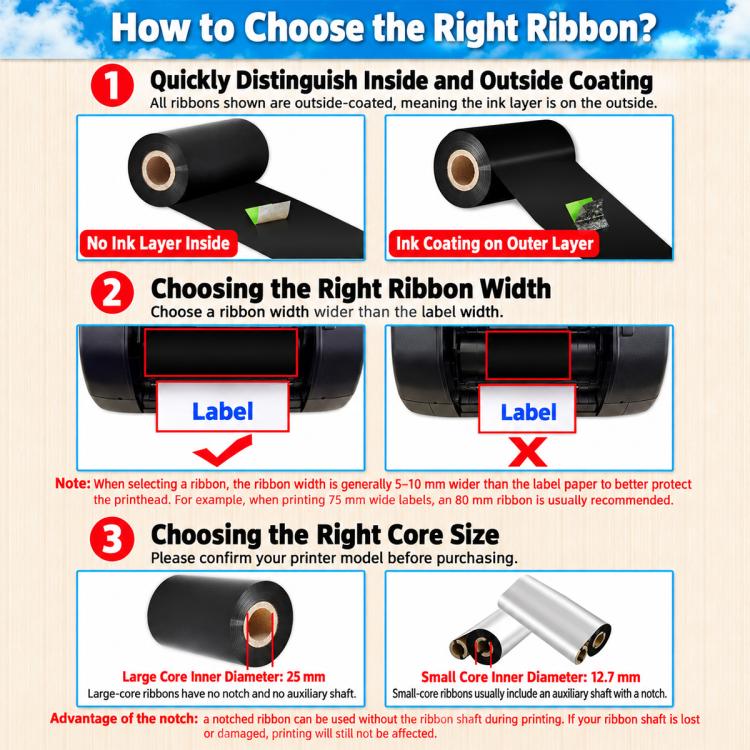 Small Core Wax Ribbon Black Wax Ribbon for Thermal Transfer Label Printer — view 10